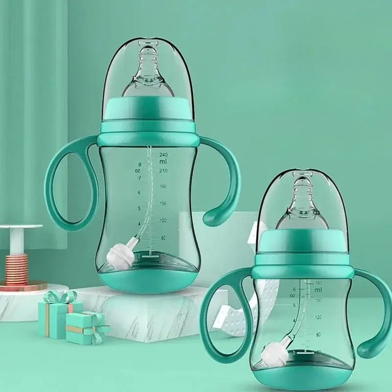 Biberon bébé silicone anti-chute Mybooni — Paille et poignée isotherme