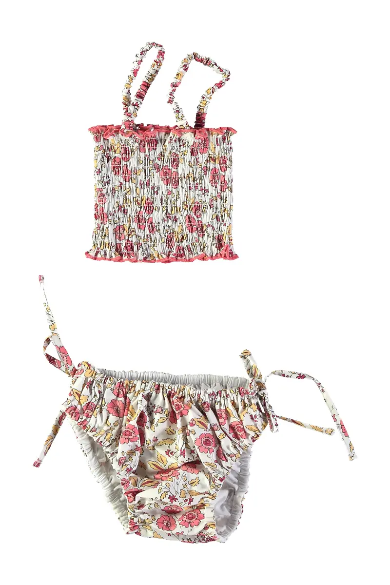 Bikini fille Any - Imprimé floral rouge
