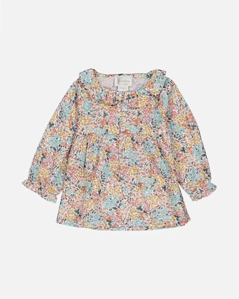 Blouse bébé Ava fleurs turquoise