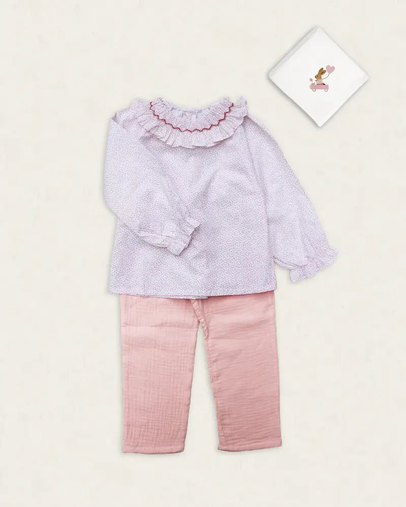 Blouse Pia bébé fleurs rose et vert