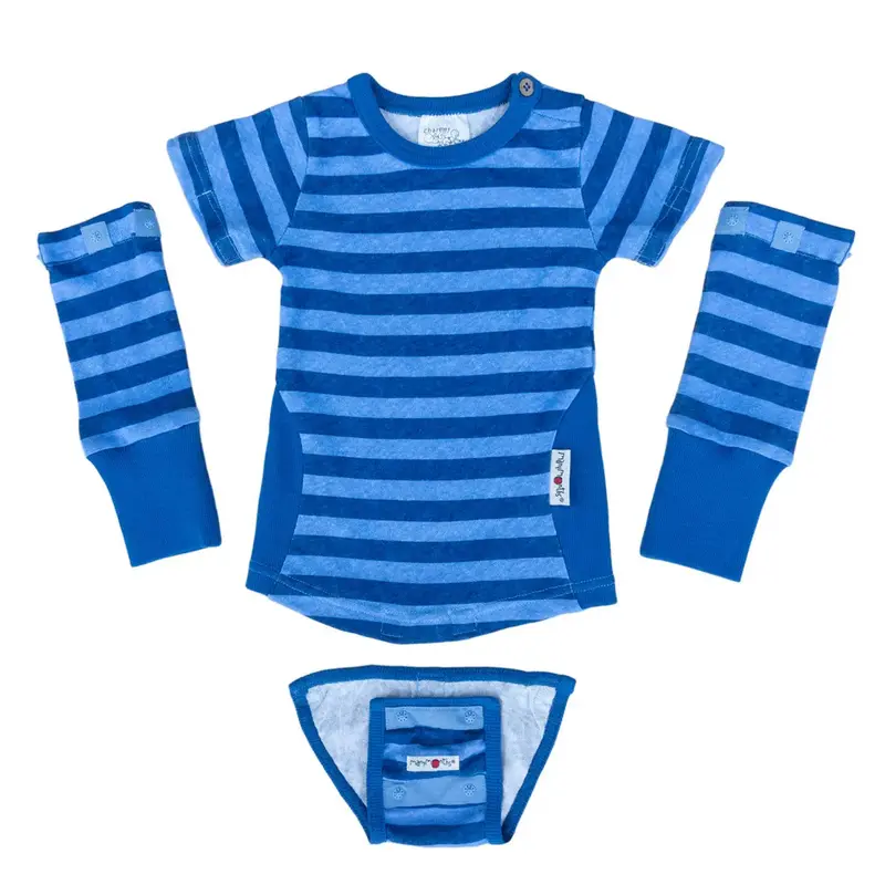 Body 4 en 1 en chanvre et coton bio Manymonths - Sailors Horizon Stripes