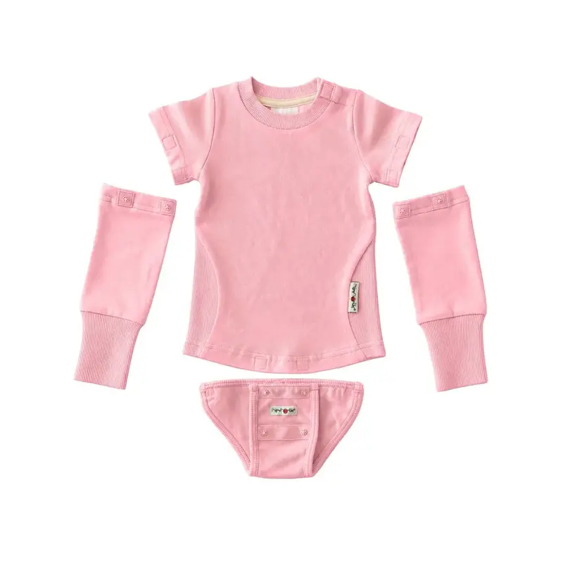 Body 4 en 1 en chanvre et coton bio Manymonths - Strawberry Milk