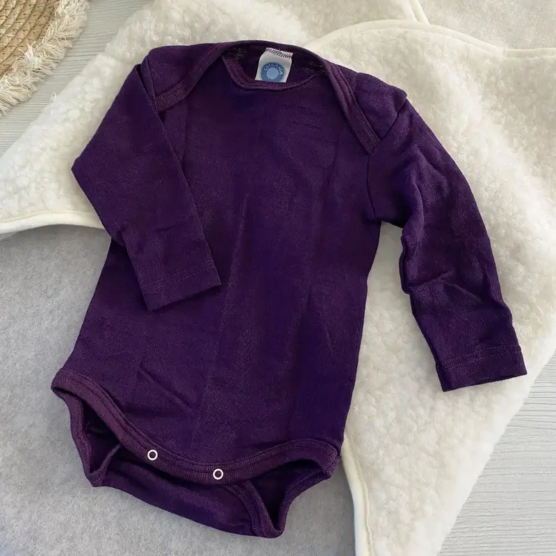 Body à manches longues en laine et soie Cosilana - Violet