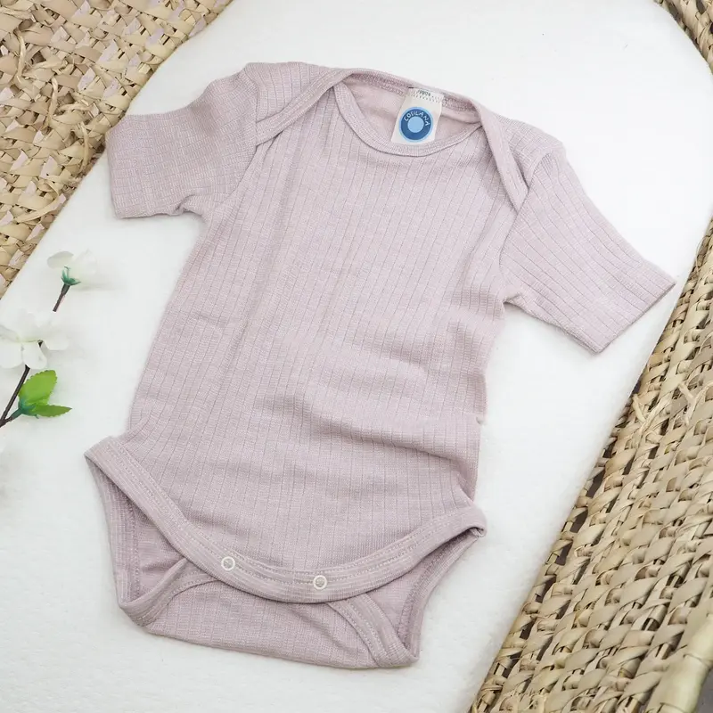 Body à MC en laine, soie et coton bio Cosilana - Rose poudre