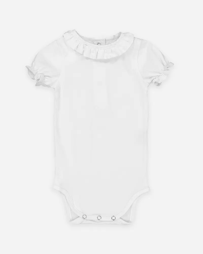 Body bébé à col volanté blanc