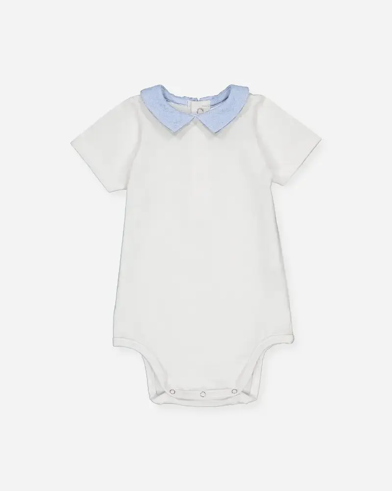 Body bébé blanc col pointu jean clair