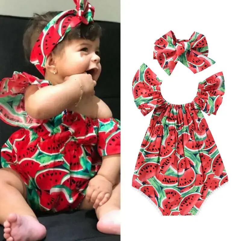 Body bébé fille Mybooni | Imprimé pastèque + Bandeau 0-36M