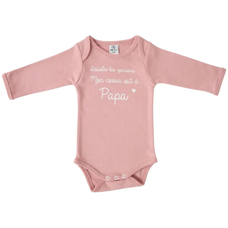 Body manches longues bébé « Mon cœur est à Papa » – 3 mois