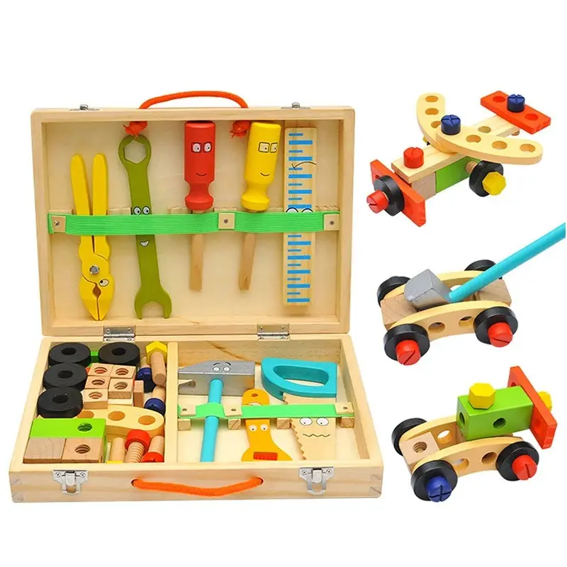Boîte à Outils Enfant en Bois | jouet de bricolage Montessori