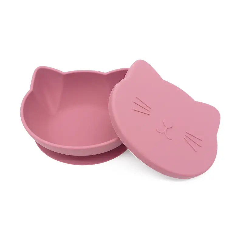Bol chat ventouse et couvercle dark pink