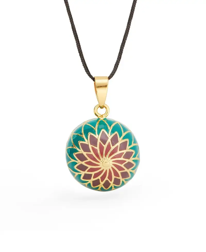 Bola de grossesse - Magnolia - Email multicolore - Doré Or 18 carats