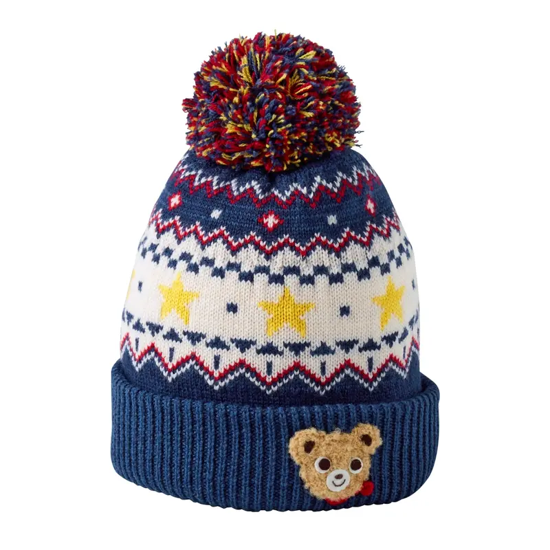 BONNET BLEU PUCCI AVEC POMPON EN LAINE