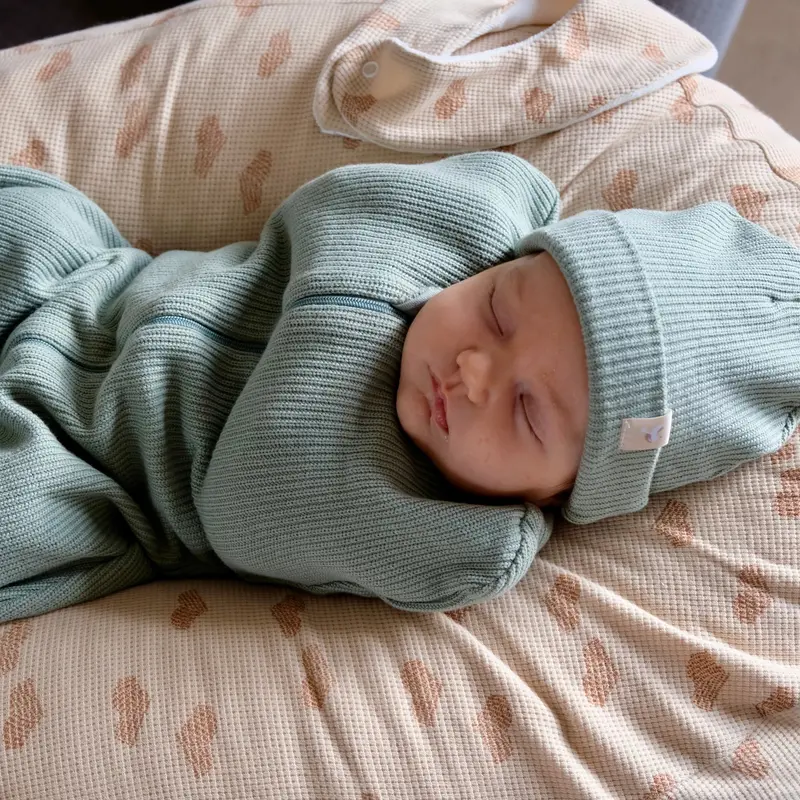 Bonnet de naissance - Sauge - Tante Reine