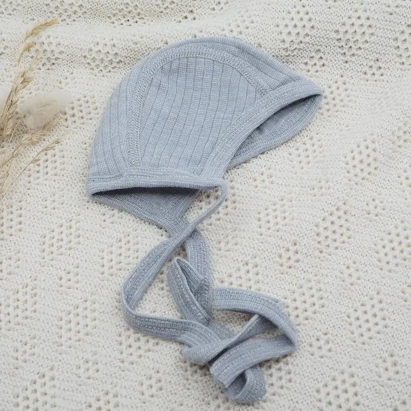 Bonnet en laine, soie et coton bio Cosilana - Gris clair