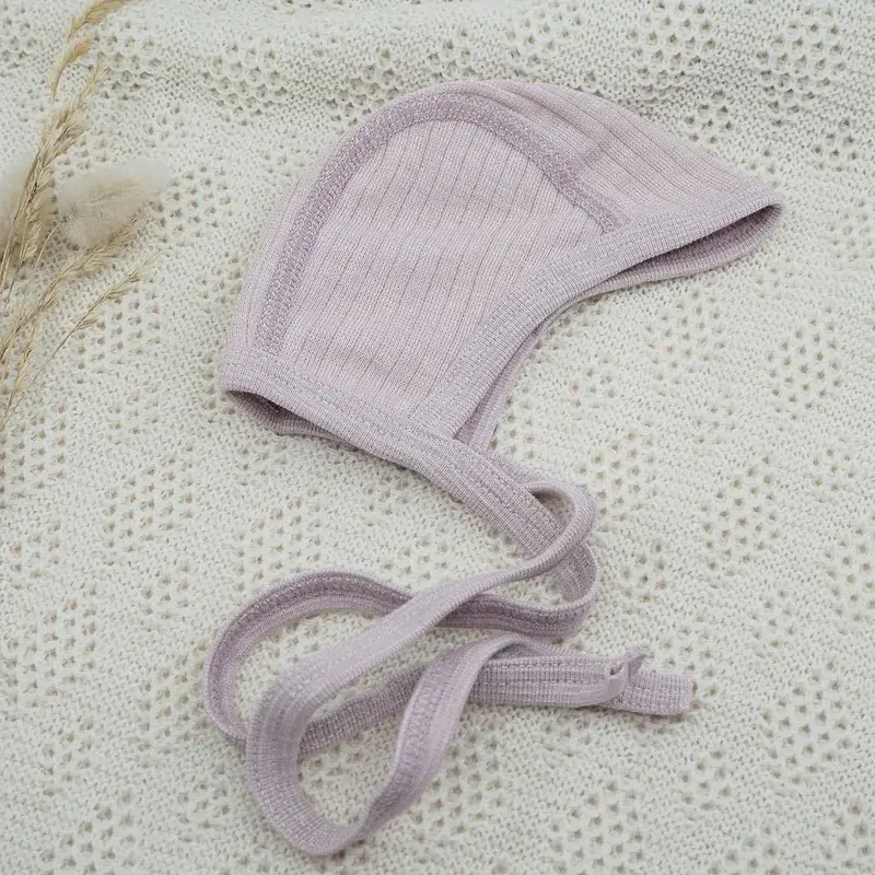 Bonnet en laine, soie et coton bio Cosilana - Rose poudre