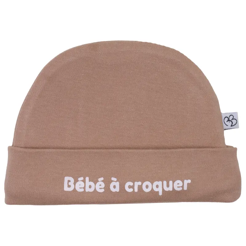 Bonnet Naissance “Bébé à croquer" mocha