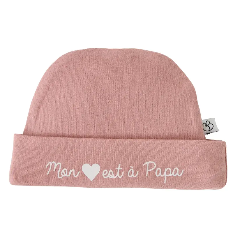 Bonnet naissance “Mon cœur est à papa”