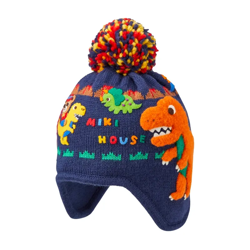 BONNET PUCCI BLEU DINOSAURES EN LAINE