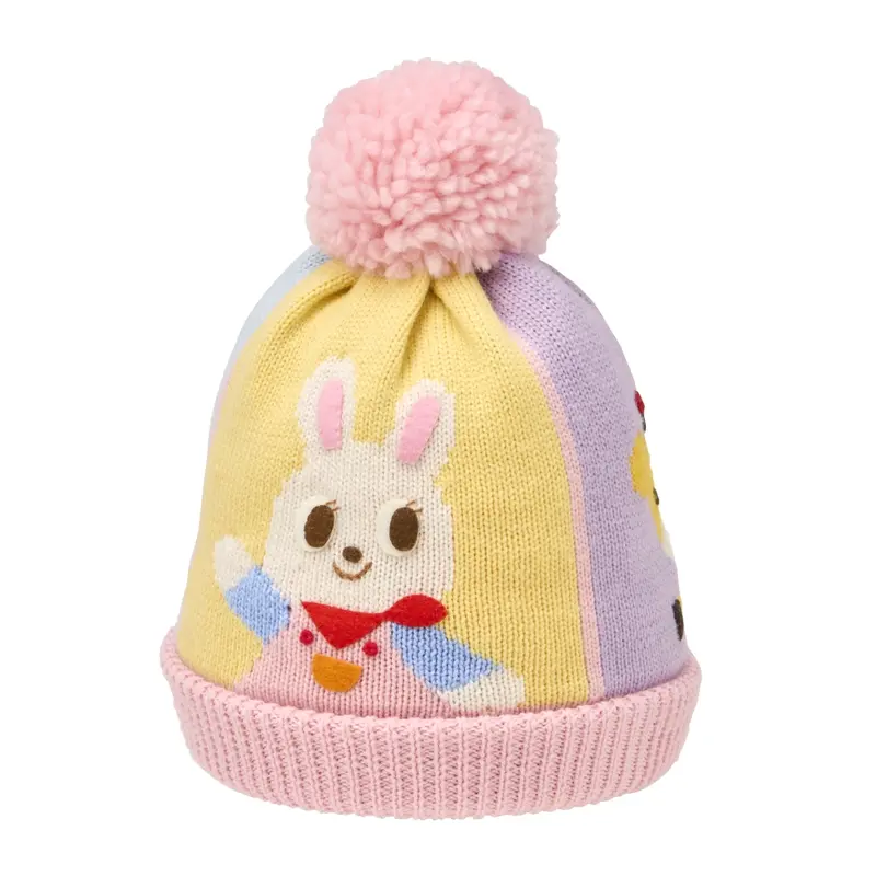 BONNET USAKO PASTEL À POMPON