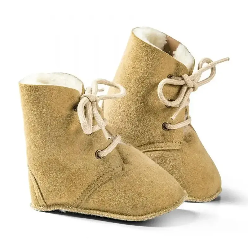 Bottines en peau d'agneau à lacets naturel