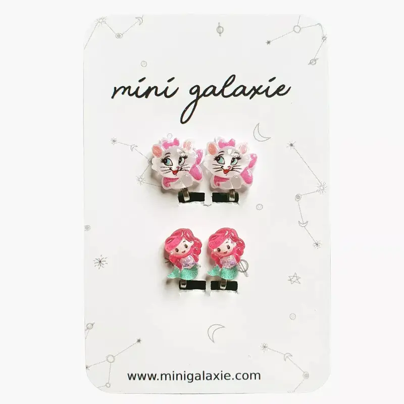 Boucles d'oreilles à clips - Chats et princesses - Mini Galaxie