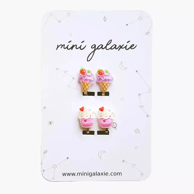 Boucles d'oreilles à clips - Glace et Ice cream - Mini Galaxie