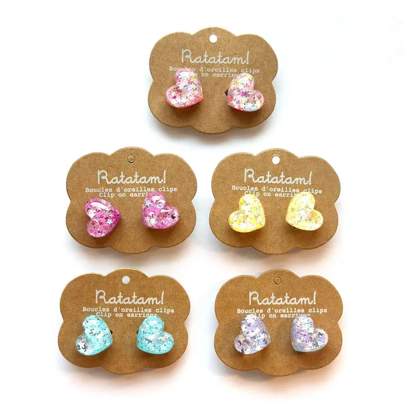 Boucles d'oreilles à clipser Coeurs (couleurs au choix) - Ratatam