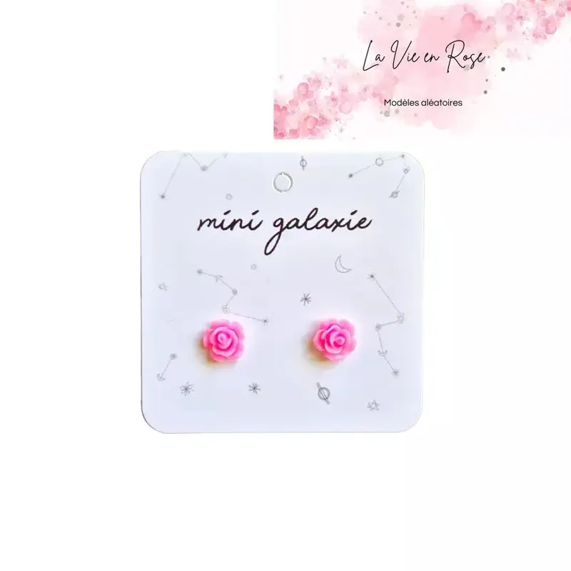 Boucles d'oreilles à clous - La vie en rose (modèle aléatoire) - Mini Galaxie
