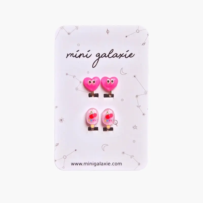 Boucles d’oreilles clips Coeurs & Glaces - Mini Galaxie