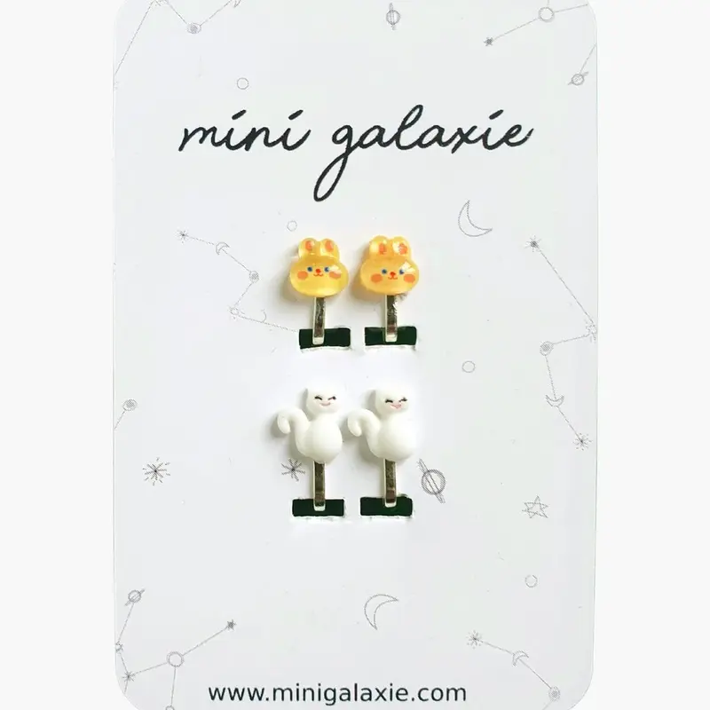 Boucles d’oreilles clips Lapins & Chats - Mini Galaxie