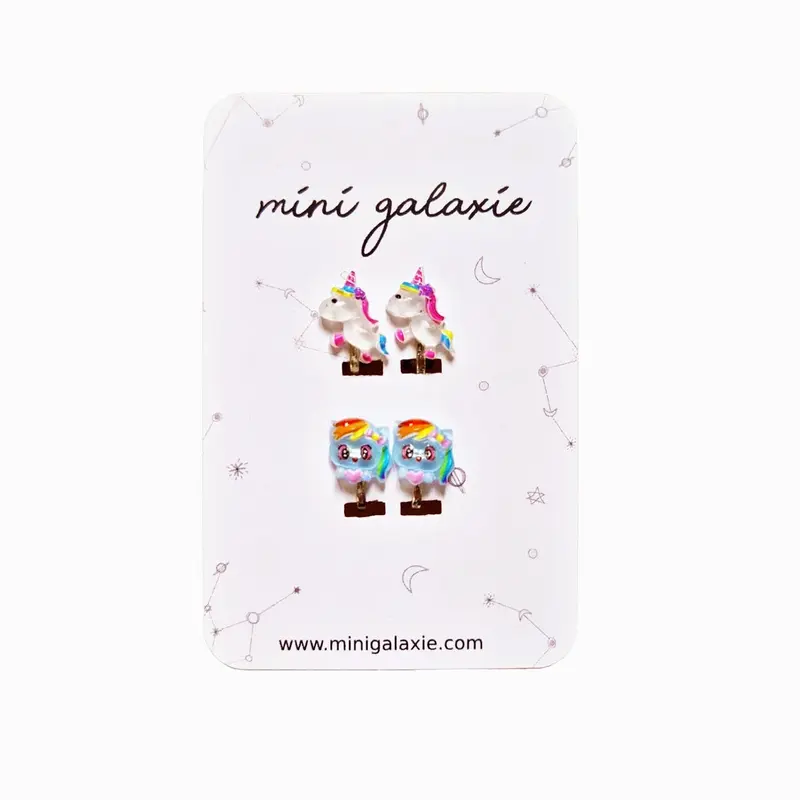 Boucles d’oreilles clips Licornes & Poneys - Mini Galaxie