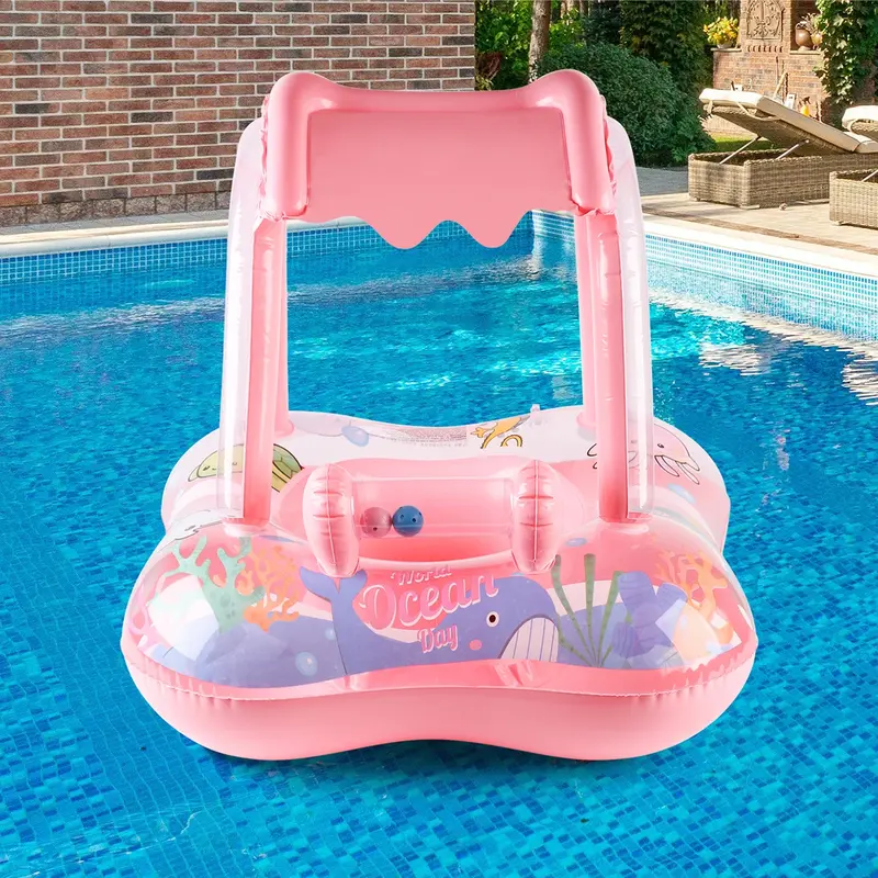 Bouée bébé avec auvent Mybooni | Siège flottant protégé piscine & plage 0-12M