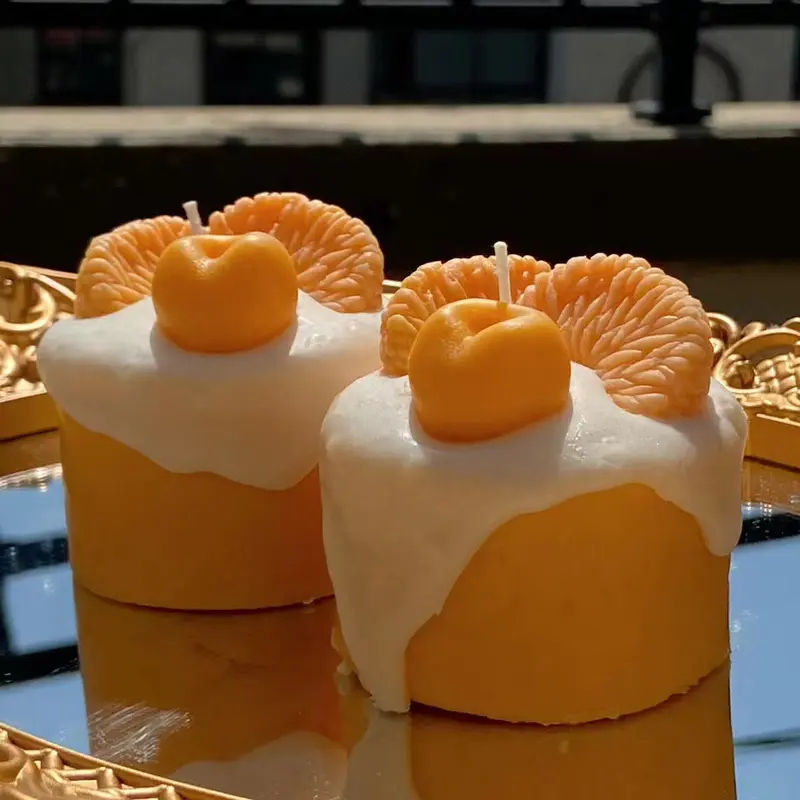 Bougies Parfumées Mignonnes à l'Orange et Cupcake