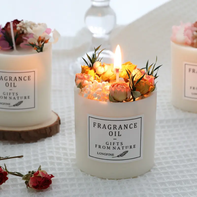 Bougies Romantiques Décorées de Fleurs Séchées