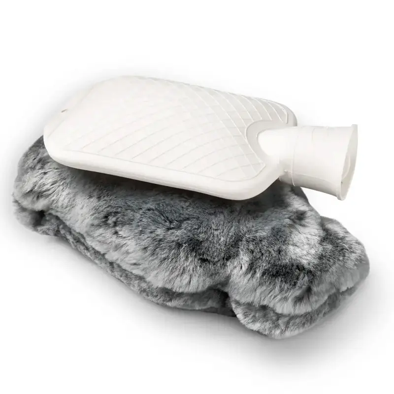 Bouillotte avec housse en peau d’agneau – 2L Gris