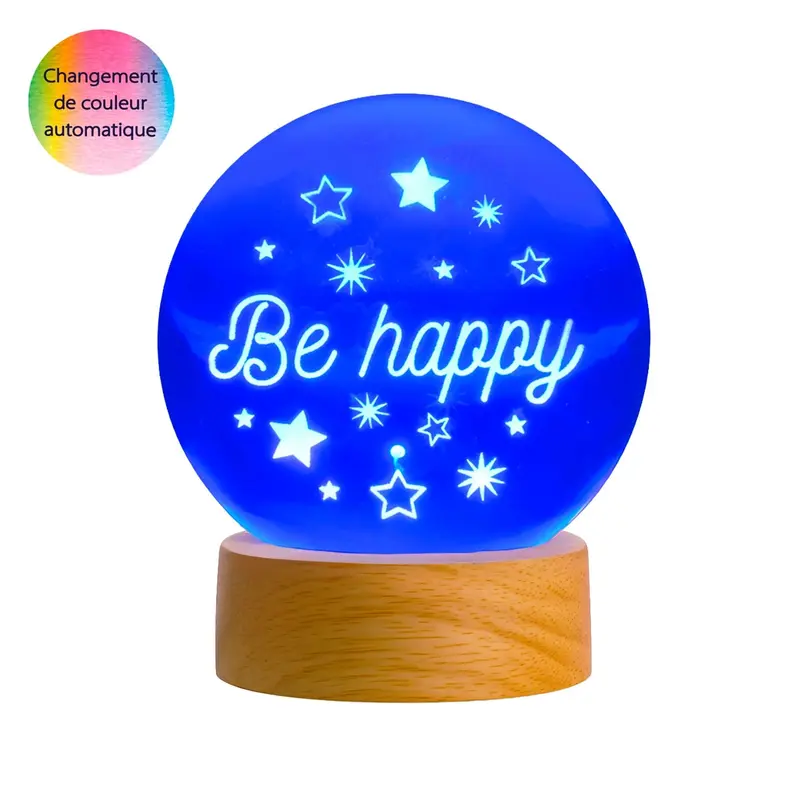 Boule lumineuse LED Be Happy - Petits Messages