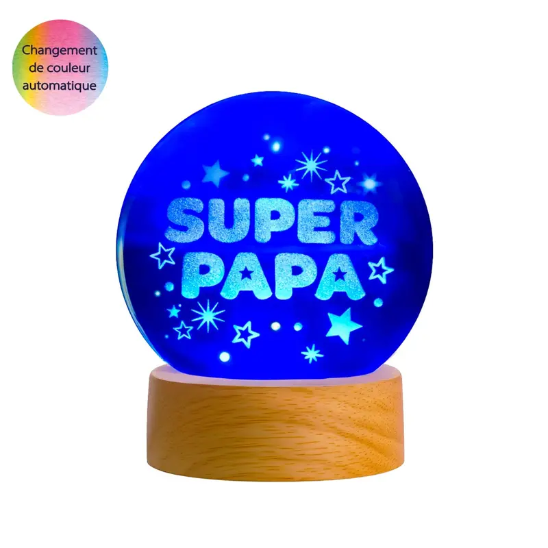 Boule lumineuse LED Super Papa - Petits Messages