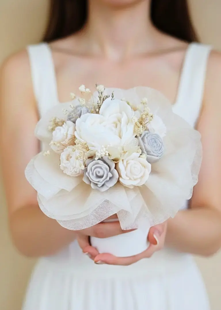 Bouquet composé d’une bougie et de fondants parfumés – coloris et parfums disponibles