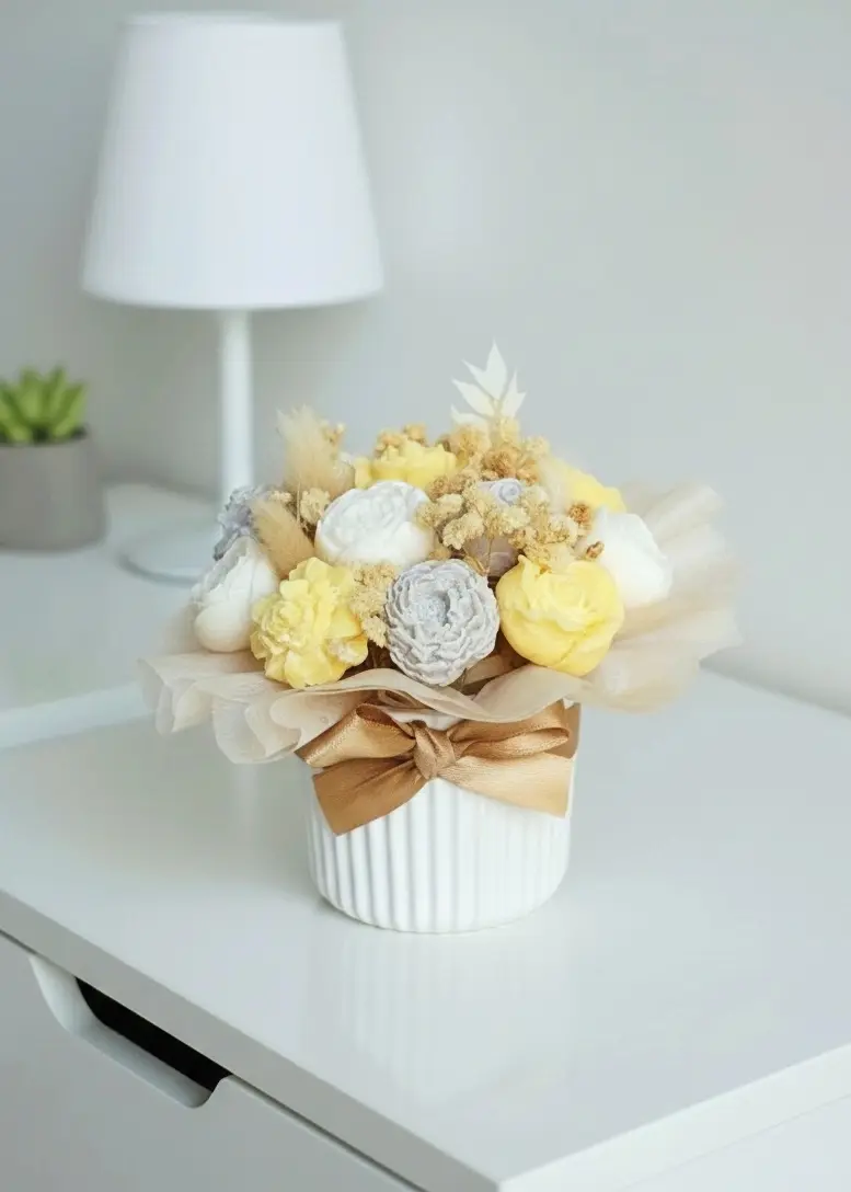 Bouquet de fondants parfumés jaune et blanc