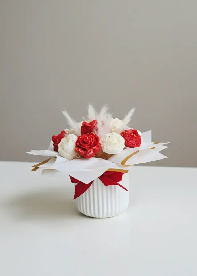Bouquet de fondants parfumés rouge et blanc