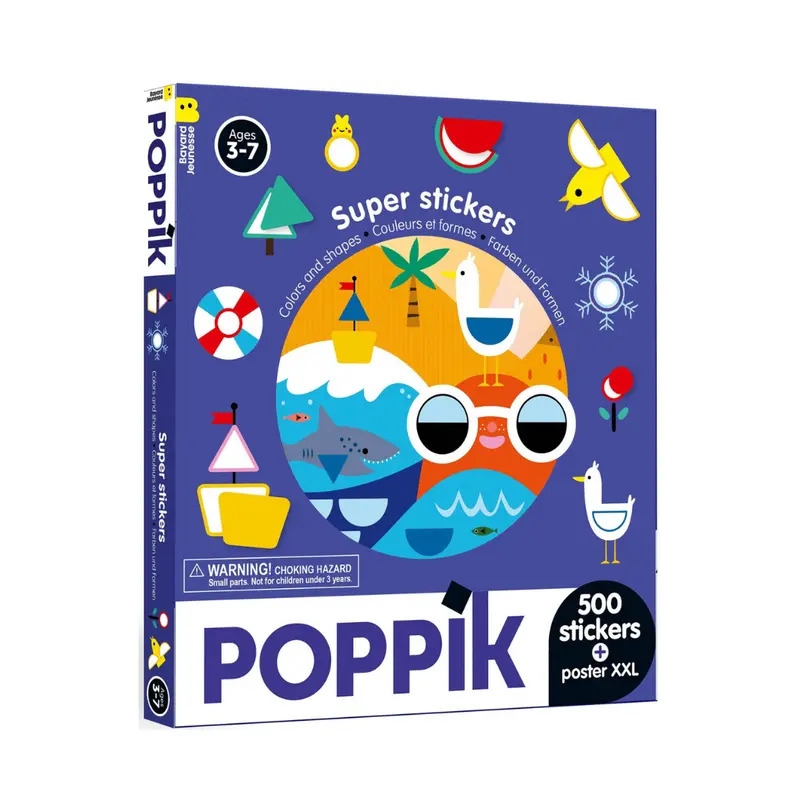 Box de 500 stickers repositionnables - Formes et couleurs - Dès 3 ans - Poppik