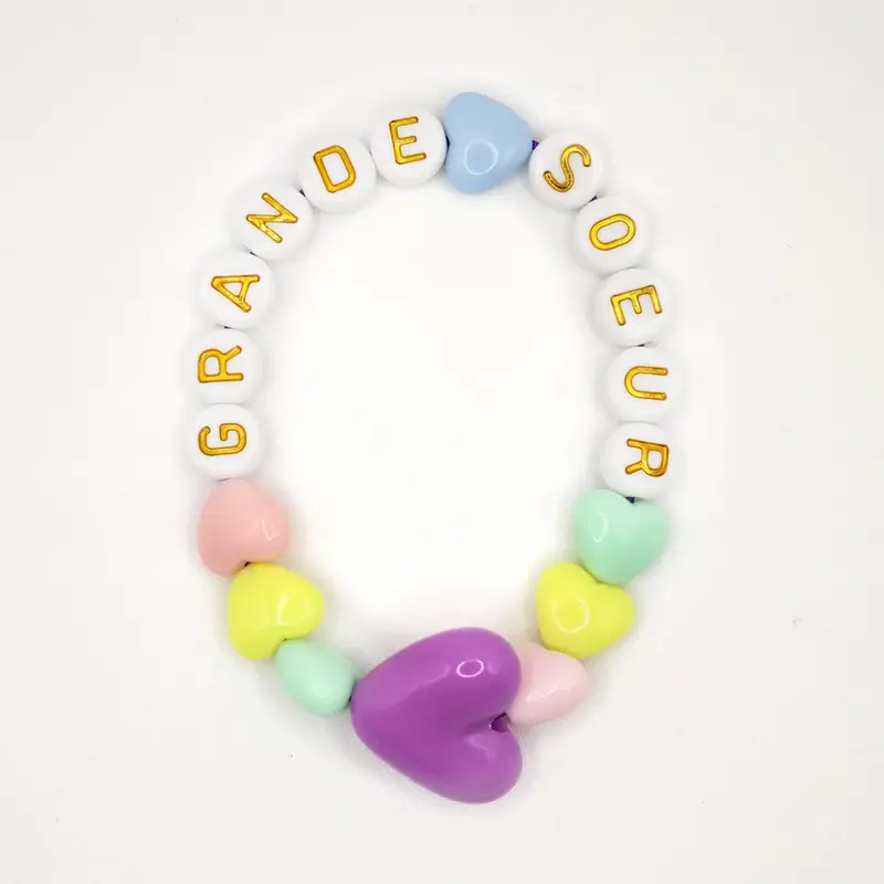 Bracelet enfant - Petite / Grande soeur - Coeur Multicolore - Gaga
