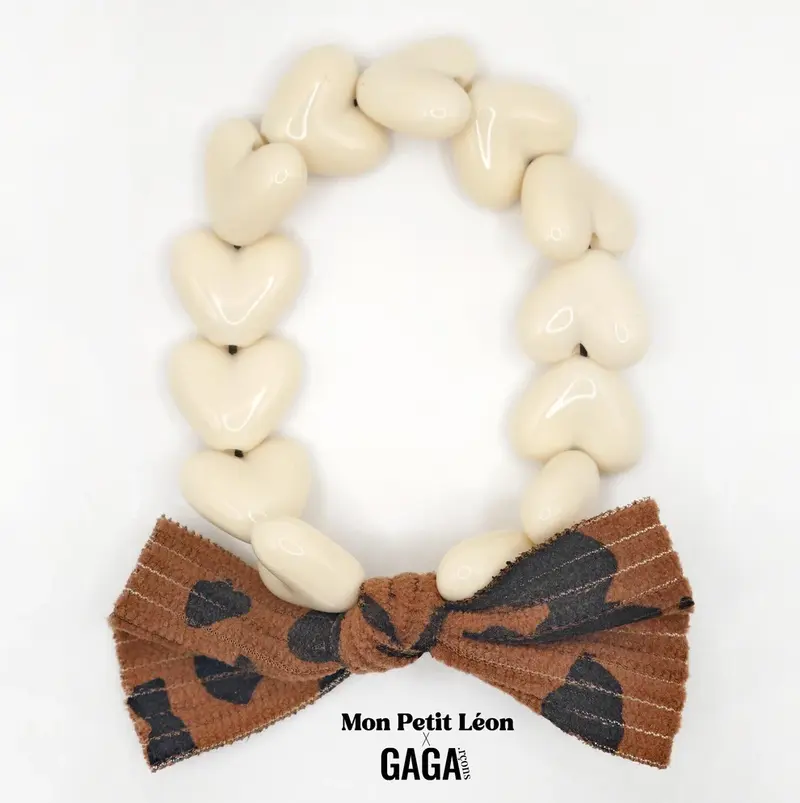 Bracelet femme et enfant - Maxi Coeur et noeud léopard - (coloris au choix) - Gaga