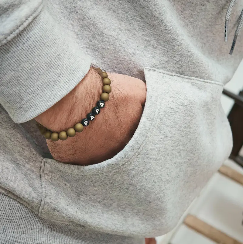 Bracelet Homme - Perles kaki - Gaga
