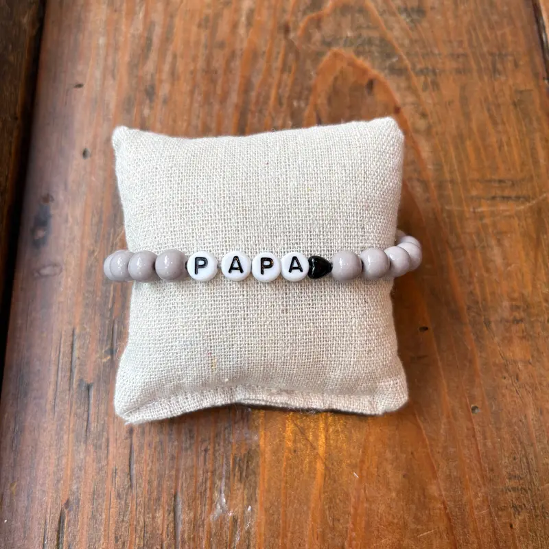 Bracelet Papa - Perles Grises- Gaga
