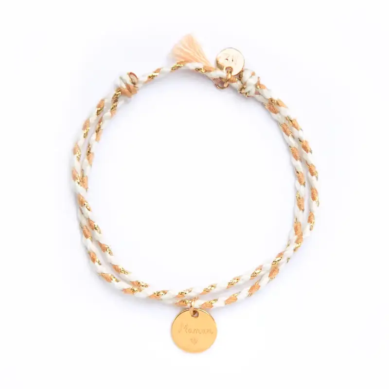 Bracelet tressé Médaille Maman