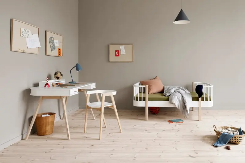 Bureau Wood 72,6 cm, Blanc/Chêne