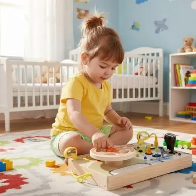 Busy board volant voiture en bois – Tableau d’activité Montessori éducatif