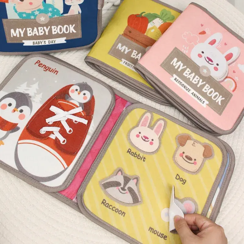 Busy book Montessori 3D feutrine Mybooni — Activités motrices livre sensoriel
