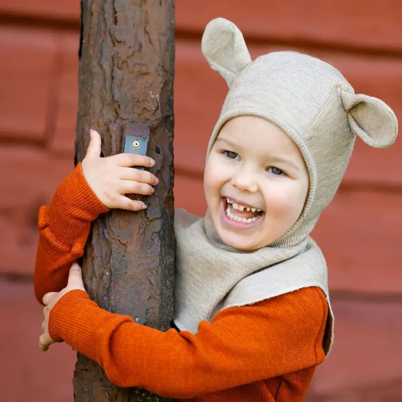 Cagoule en laine mérinos Manymonths - Teddy Bear Ears